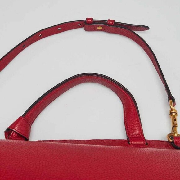Gucci Red Pebbled Leather Marmont Top Handle Bag - Picture 10 of 12